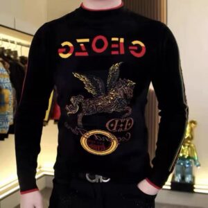 European and American style winter men's crew neck knitted jacquard fasion sweater 04