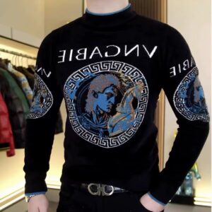 European and American style winter men's crew neck knitted jacquard fasion sweater 06