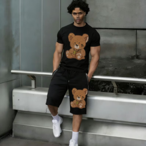 Designer men's summer sets high quality rhinestones tracksuit