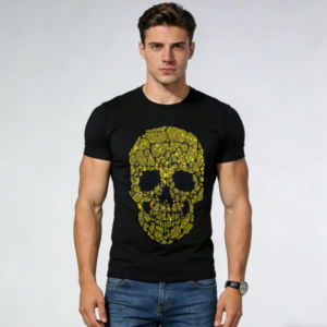 Men’s Fashion Casual T-Shirt, High Quality & Rhinestone Decor