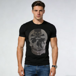 Premium Cotton T-Shirt for Men with Stylish Hotfix Rhinestones
