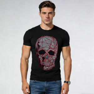 New Men’s High-Quality Cotton T-Shirt with Hotfix Rhinestones