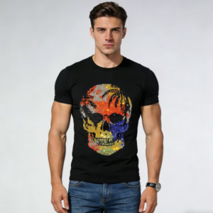 Trendy Casual Rhinestone Cotton Tee for Men