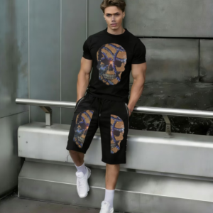 remium Rhinestone Skull Men Matching Outfit Hot Sale
