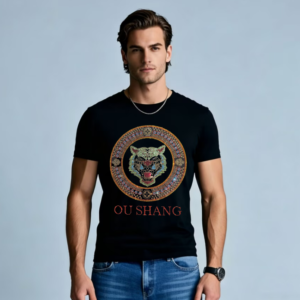 Premium Casual Rhinestone Tee Made of High Quality Cotton