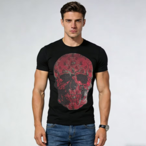 Soft Cotton High-Quality T-Shirt for Men with Rhinestone Decoration