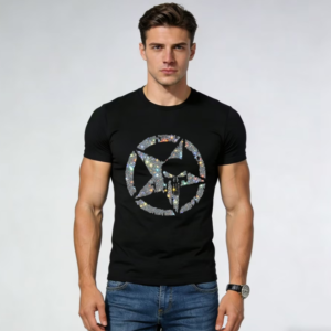 Men’s High Quality Cotton T-Shirt with Trendy Rhinestone Embellishment