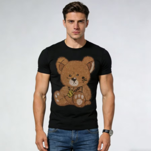 Men’s Fashion Forward Casual Tee, Pure Cotton & Rhinestones