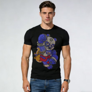 Shiny Rhinestone Cotton T-Shirt, Perfect for Trendy Men