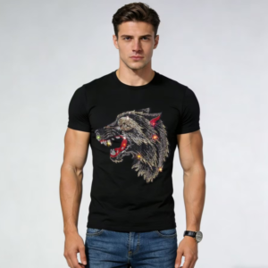 Fashionable High Grade Cotton T-Shirt for Men with Rhinestones
