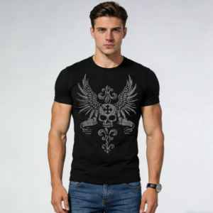 Men’s High Grade Cotton T-Shirt with Trendy Rhinestone Pattern