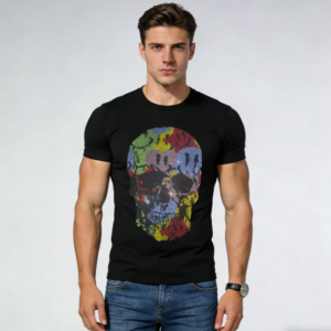 Stylish Casual Cotton T-Shirt for Modern Men with Rhinestones