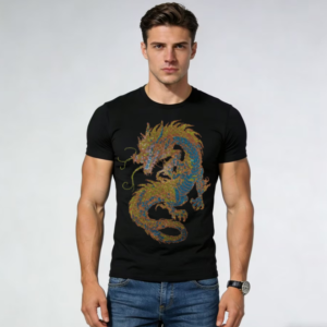 Modern Casual T-Shirt for Men, Rhinestone Decor & Soft Cotton