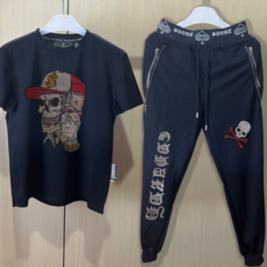 Luxury style men's two-piece set outfit with sparkling rhinestones summer tracksuit for men